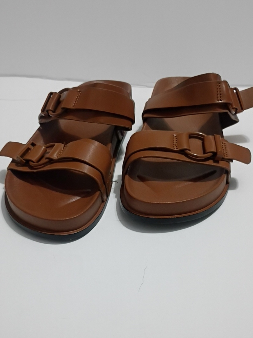 Pierre Dumas Brown Double-Strap Buckle Sandals